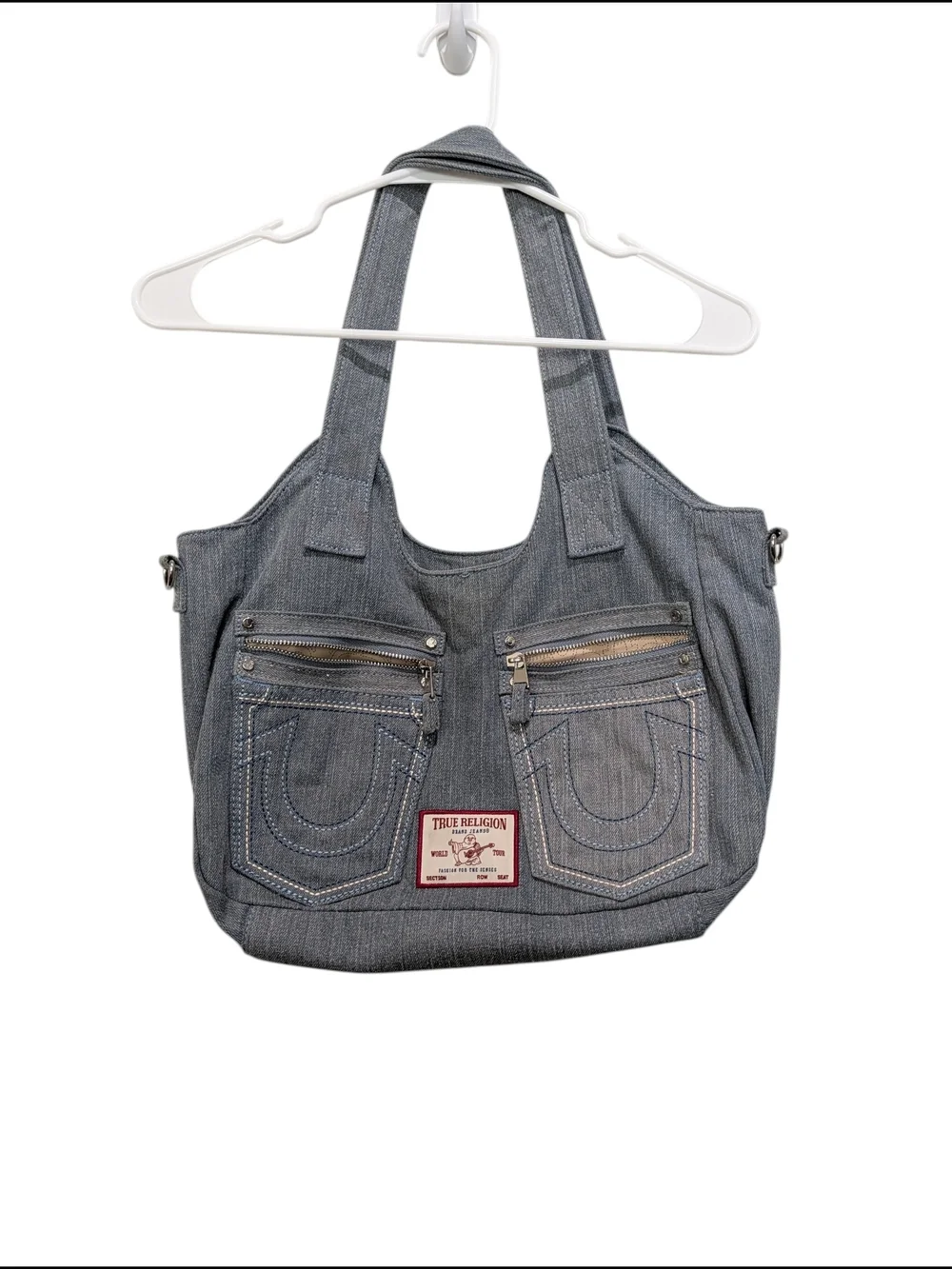 True Religion Denim Look Large Tote Bag Boho Patchwork Y2k